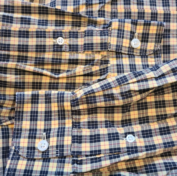 (994)Land's End Men's Long Sleeve Dress Shirt, Size: Small Color: Black & Yellow - Picture 7 of 11